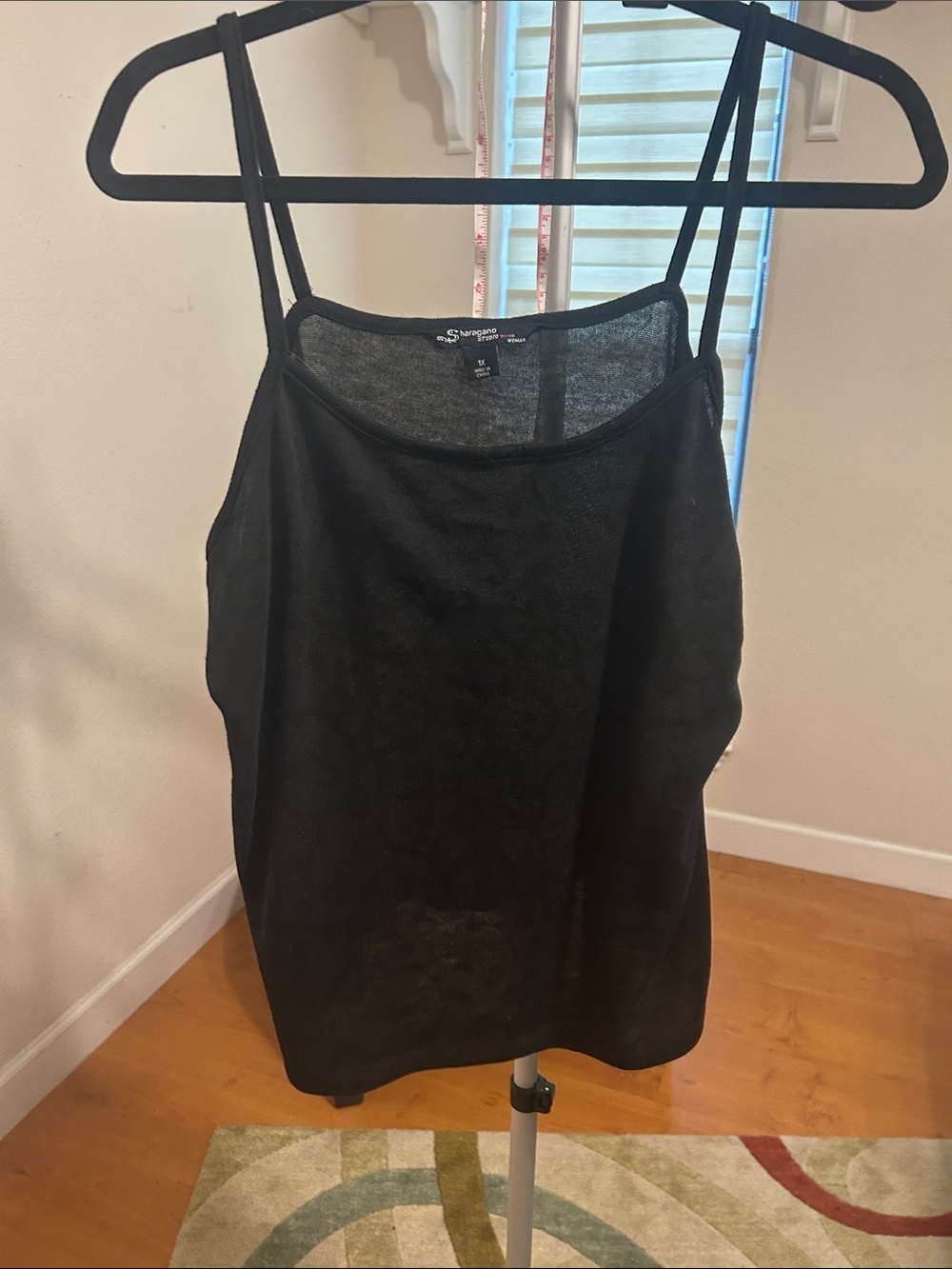 Sharagano Black Sheer Layering Cami with Double Straps